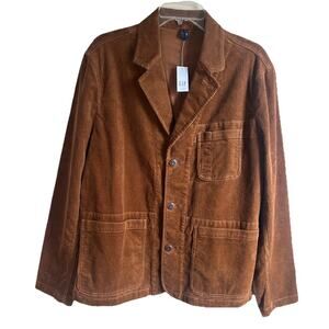 GAP Corduroy Chore Jacket Mens M Brown Workwear Utility Coat Button NWT